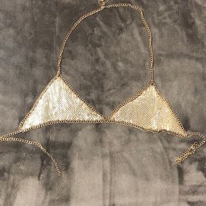 Gold Chain Bra